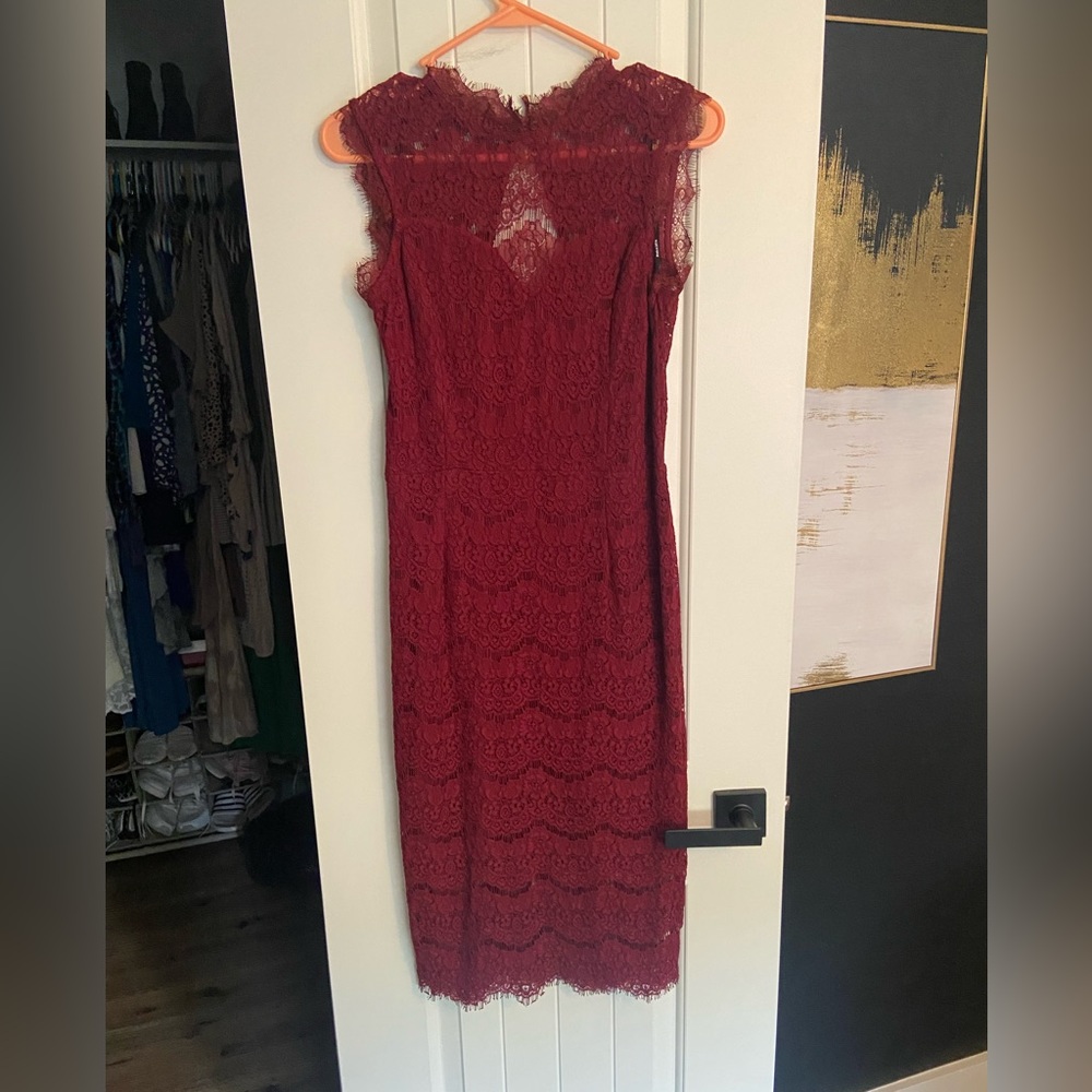Burgundy lace midi dress, never worn
